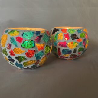 DIY waxinelichthouder Luna mozaiek glow | rond set van 2