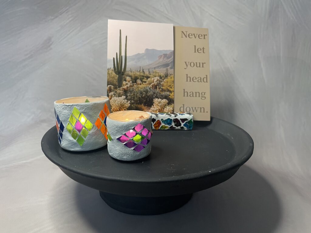 Handgemaakte waxinelichthouder | Diamond glow set van 2