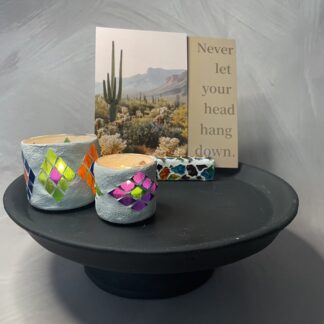 Handgemaakte waxinelichthouder |  Diamond glow set van 2