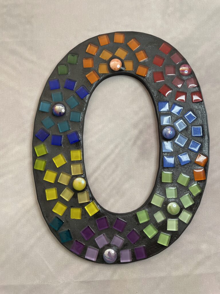 Huisnummer 0 mozaïek zwart - 20 cm