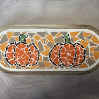 Handgemaakte decoratieve mozaïek borrelplank S | Pumpkins