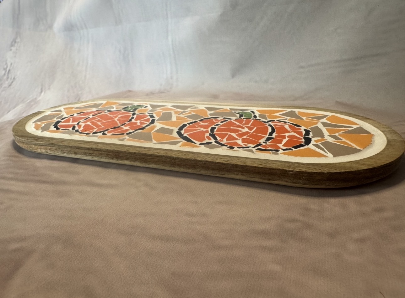 Handgemaakte decoratieve mozaïek borrelplank S | Pumpkins - Afbeelding 4