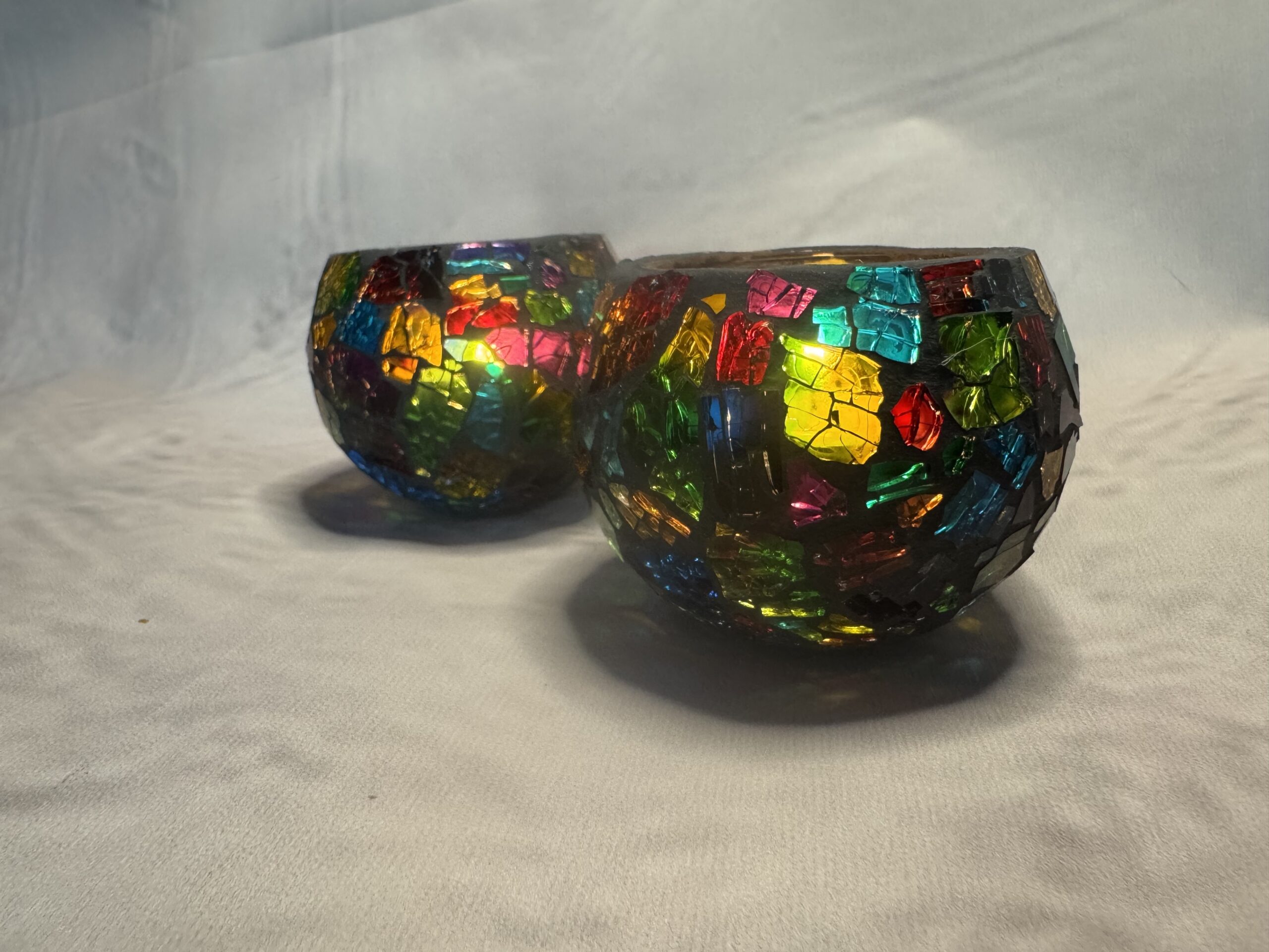 Handgemaakte waxinelichthouder | BlackLuna rainbow glow set van 2 - Afbeelding 4