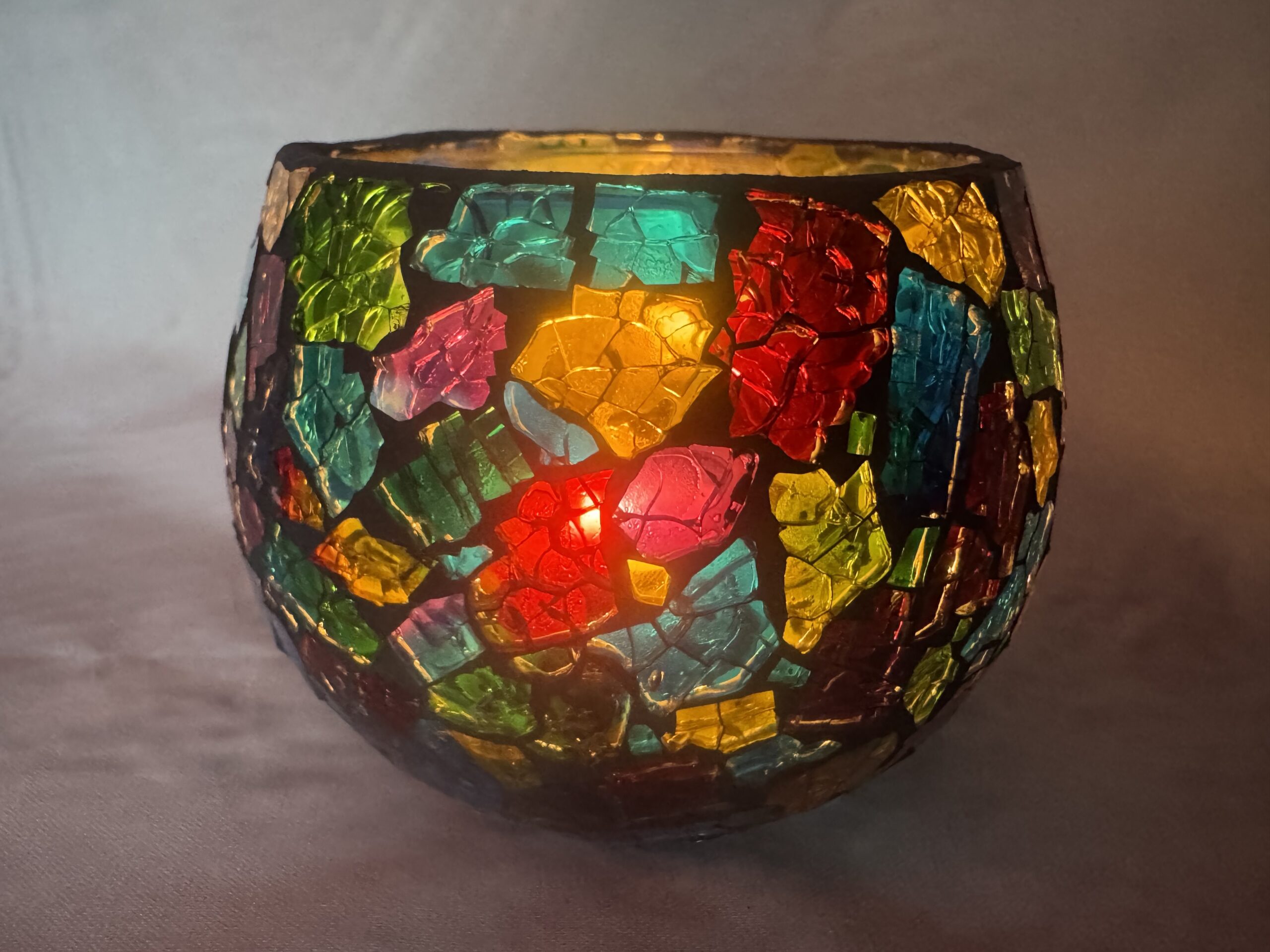 Handgemaakte waxinelichthouder | BlackLuna rainbow glow - Afbeelding 2