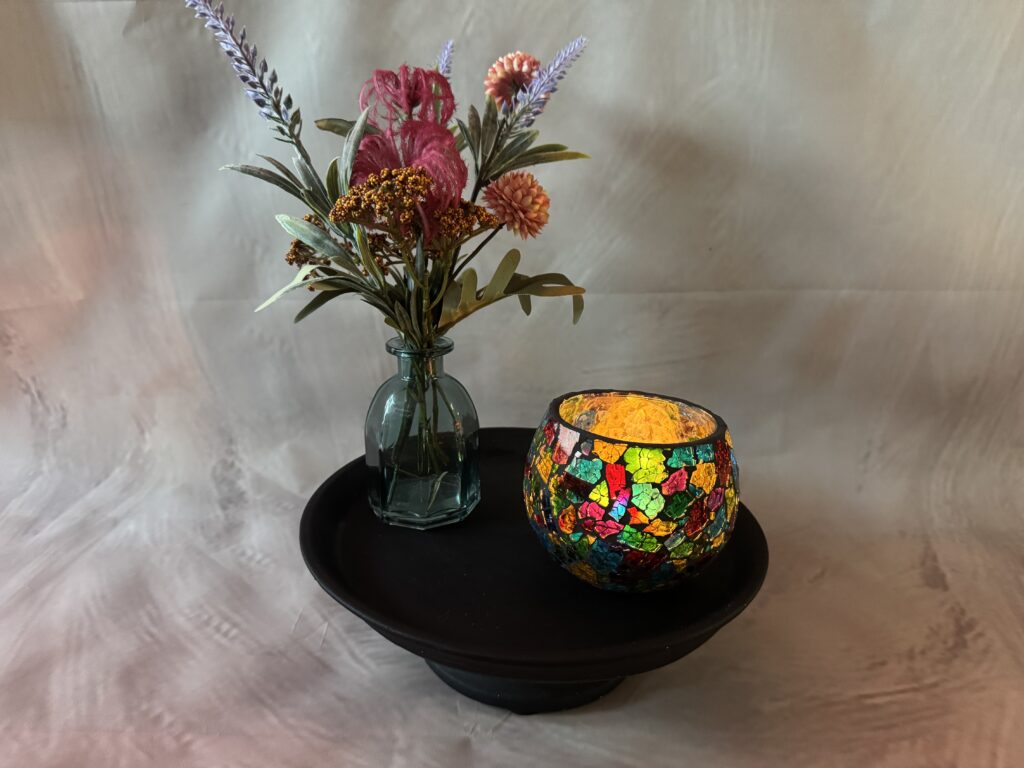 Handgemaakte waxinelichthouder | BlackLuna rainbow glow