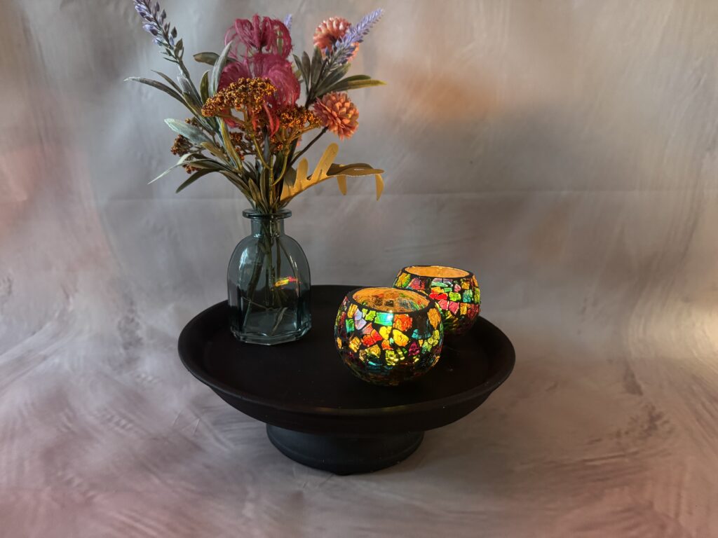 Handgemaakte waxinelichthouder | BlackLuna rainbow glow set van 2
