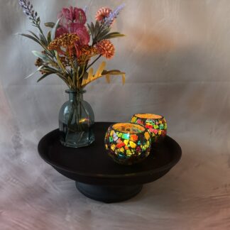 Handgemaakte waxinelichthouder | BlackLuna rainbow glow set van 2