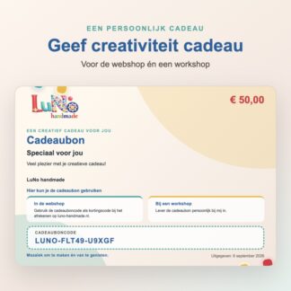 Staand voorbeeld van een persoonlijke LuNo handmade cadeaubon
